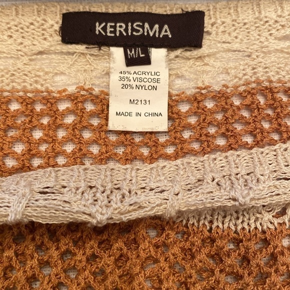 Kerisma Lightweight camel Creme open Knit Sweater Kimono Oversized sleeve M/L - Picture 8 of 9